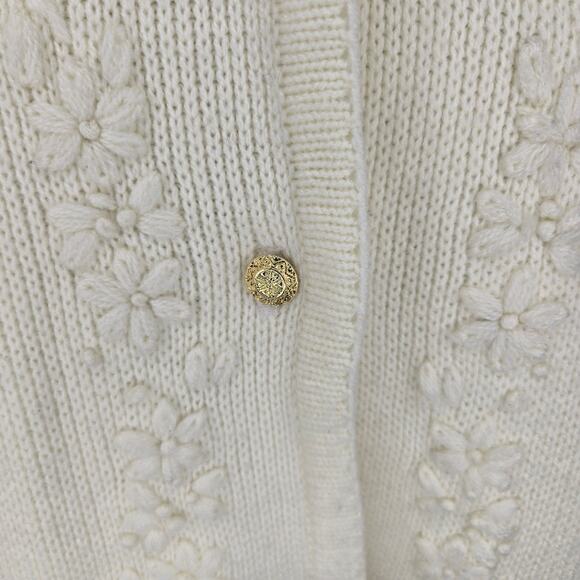 Crystal-Kobe Petites Cream Embroidered Cardigan | Size M [0218] - Picture 4 of 9